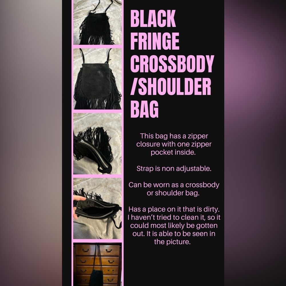 BLACK FRINGE CROSSBODY/SHOULDER BAG